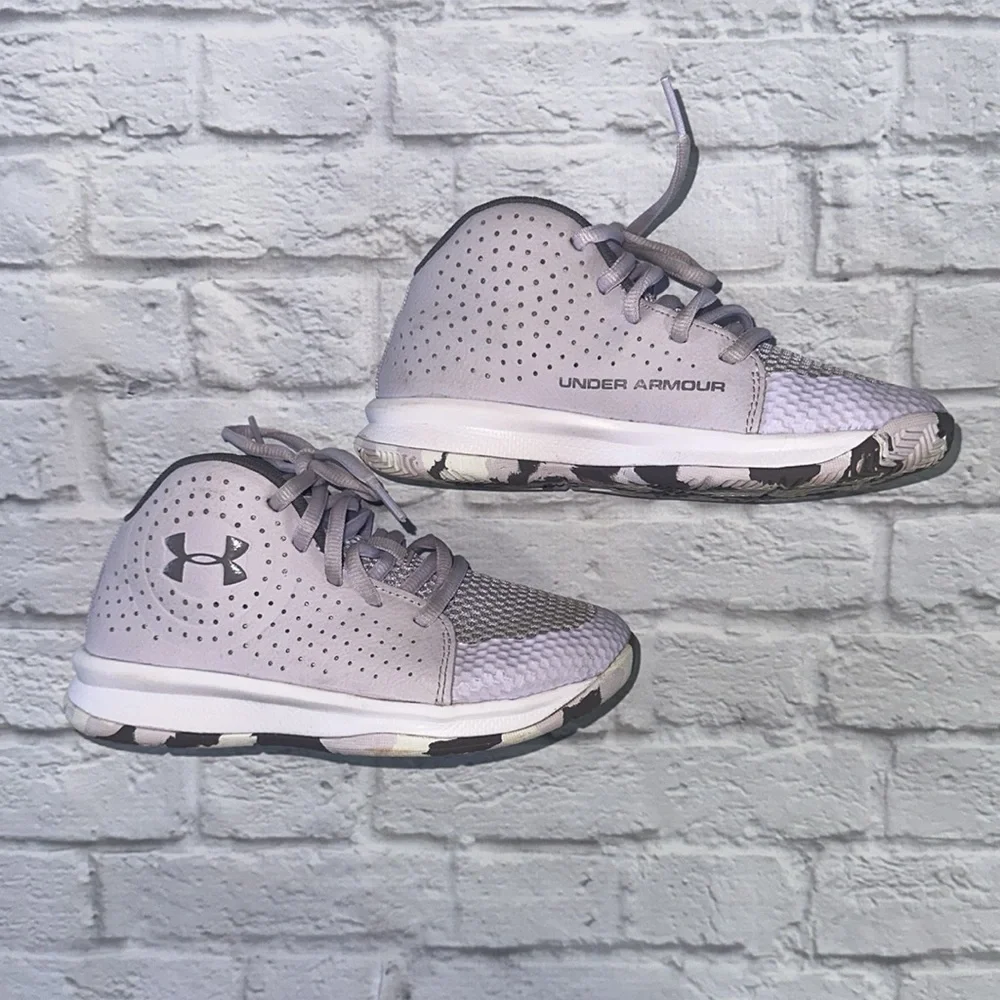Under Armour Girls Lavender Gray Athletic Sneakers